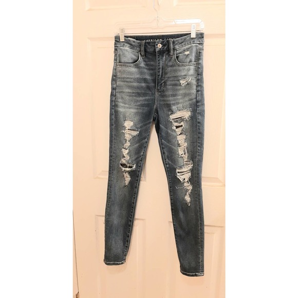 American Eagle Next Level Stretch Curvy Hi-Rise Distressed Jegging Size 6 - Picture 1 of 3